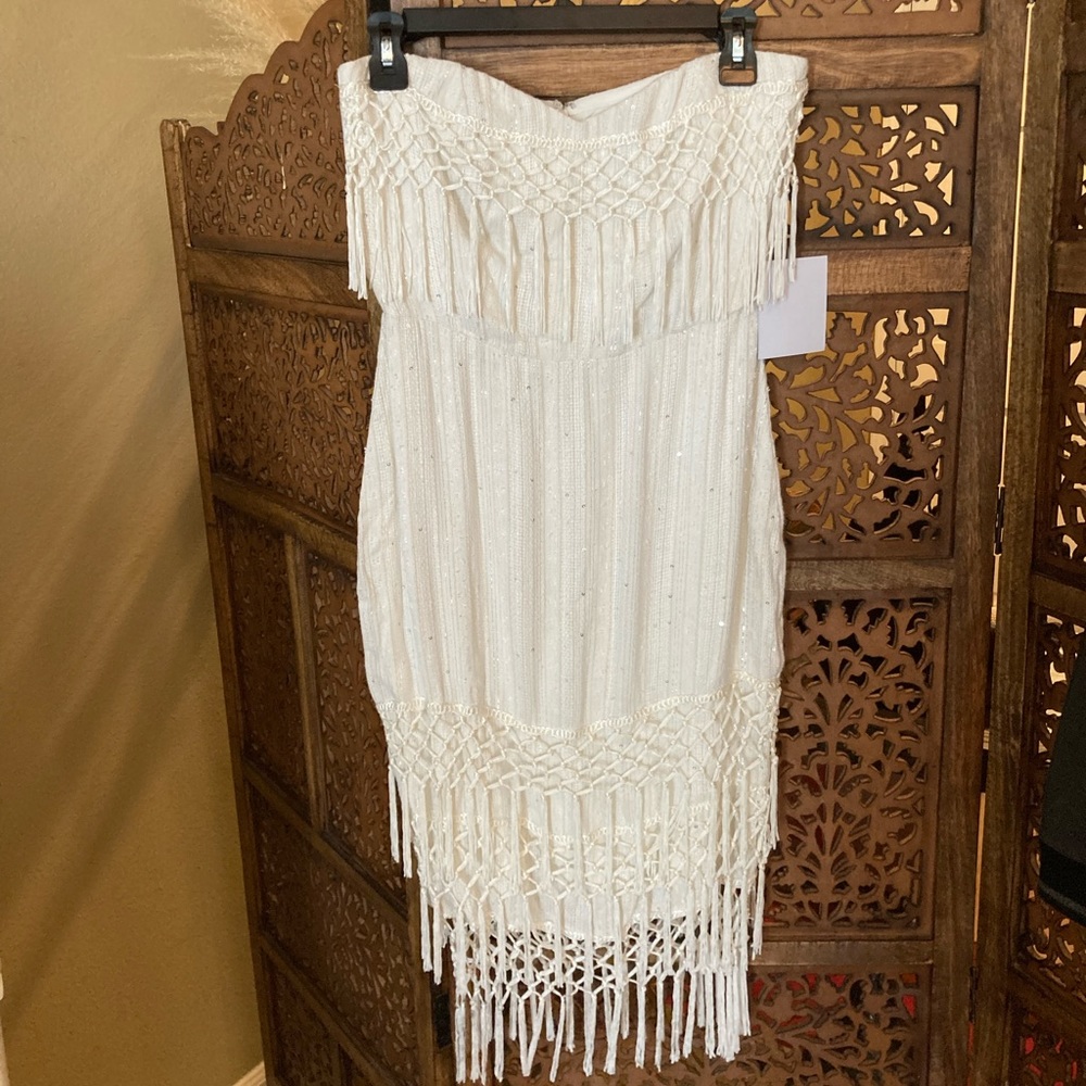 NEW NWT Majorelle Cream Fringe Dress S
